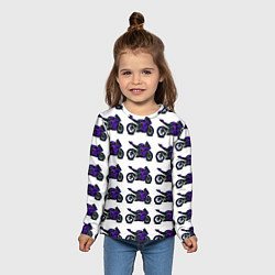 Лонгслив детский Motorcycle purple gloss, цвет: 3D-принт — фото 2