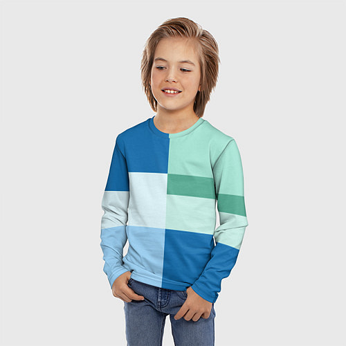 Детский лонгслив Мятное небо колор-блок / 3D-принт – фото 3
