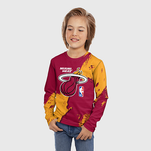 Детский лонгслив Майами Хит - разлитая краска / 3D-принт – фото 3