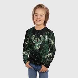 Лонгслив детский Милуоки Бакс - баскетбол, цвет: 3D-принт — фото 2