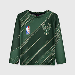 Лонгслив детский Милуоки Бакс - линии с потертостями, цвет: 3D-принт