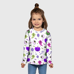 Лонгслив детский Halloween purple pumpkin pattern, цвет: 3D-принт — фото 2