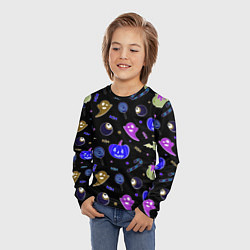 Лонгслив детский Halloween blue black pumpkin, цвет: 3D-принт — фото 2