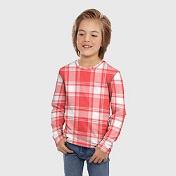 Лонгслив детский Checked red white, цвет: 3D-принт — фото 2