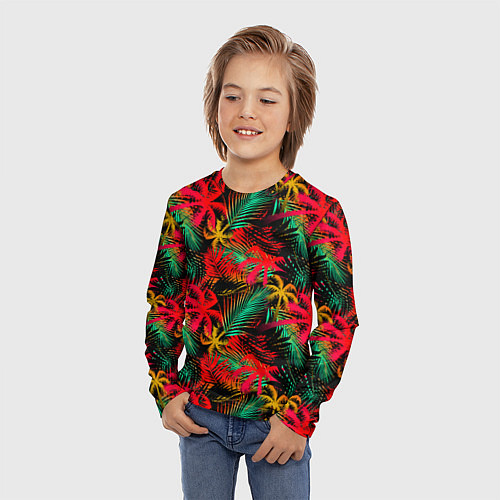 Детский лонгслив Palm yellow red / 3D-принт – фото 3