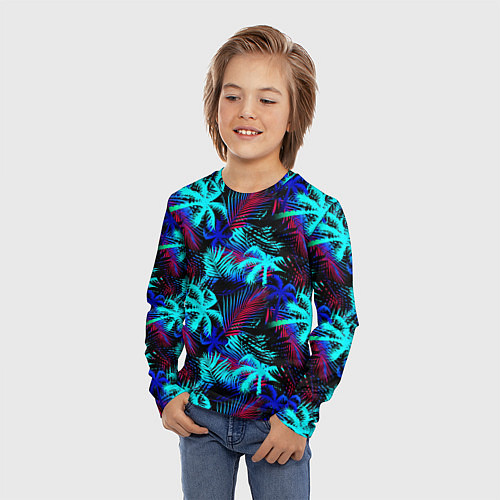 Детский лонгслив Palm blue light blue / 3D-принт – фото 3