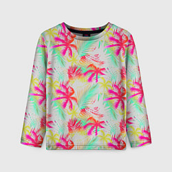 Лонгслив детский Palm yellow pink, цвет: 3D-принт