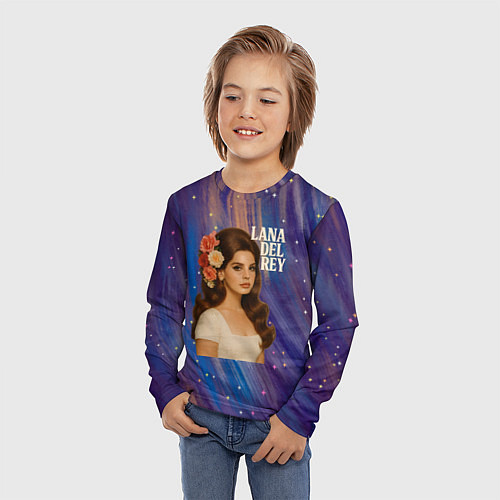 Детский лонгслив Lana Del Rey с цветами в волосах / 3D-принт – фото 3