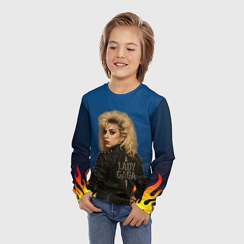 Детский лонгслив Леди Гага байкер / 3D-принт – фото 3