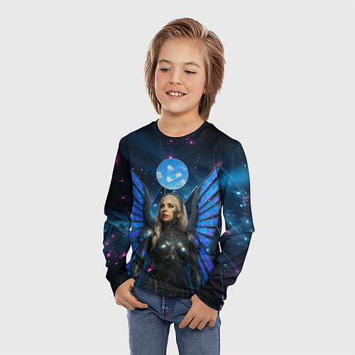 Детский лонгслив Космическая Леди Гага / 3D-принт – фото 3