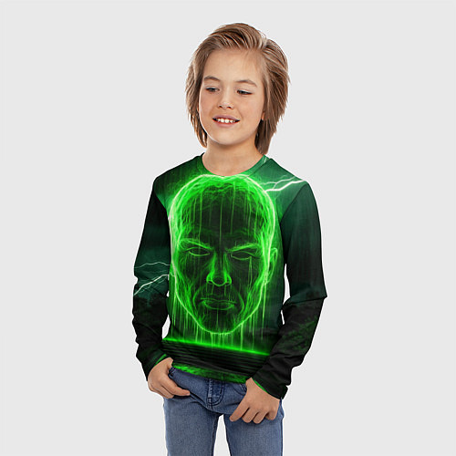 Детский лонгслив Неоновая голова / 3D-принт – фото 3