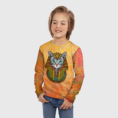 Детский лонгслив Египетская кошка-богиня Баст / 3D-принт – фото 3