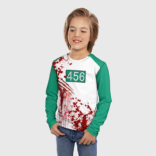 Детский лонгслив Кровавая форма игрока 456 из игры в кальмара / 3D-принт – фото 3