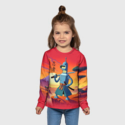 Лонгслив детский Бендер ниндзя в Японском пейзаже, цвет: 3D-принт — фото 2