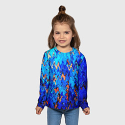 Лонгслив детский Сине-голубой стекающая абстракция, цвет: 3D-принт — фото 2
