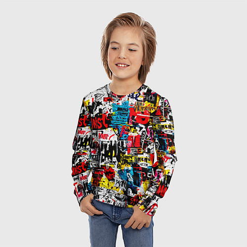 Детский лонгслив Граффити коллаж / 3D-принт – фото 3