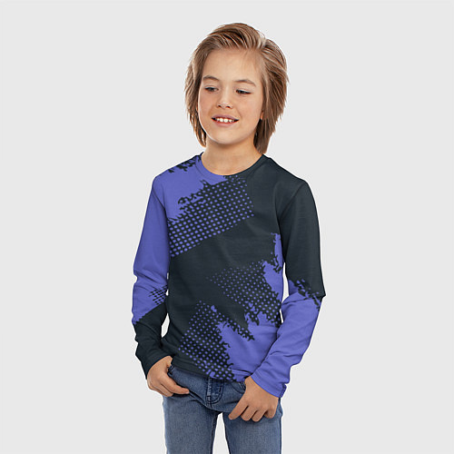 Детский лонгслив Абстрактная текстура в синем / 3D-принт – фото 3