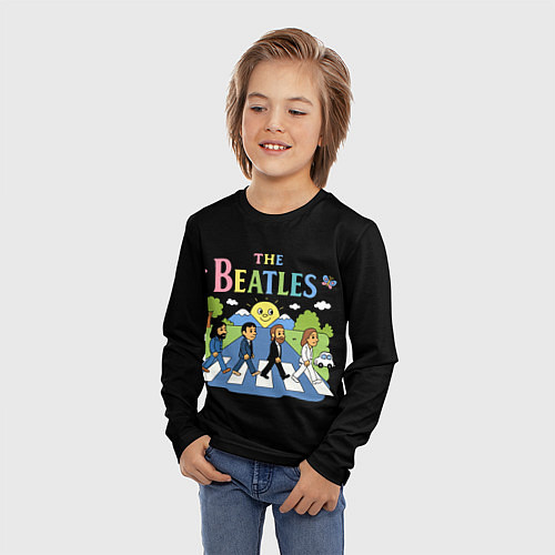 Детский лонгслив The Beatles, мультяшный стиль / 3D-принт – фото 3