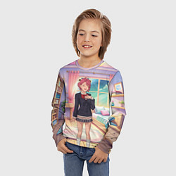 Лонгслив детский Дандадан Сиратори Айра смущается, цвет: 3D-принт — фото 2