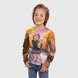 Лонгслив детский Сиратори Айра Дандадан с щенком, цвет: 3D-принт — фото 2