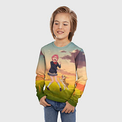 Лонгслив детский Сиратори Айра играет с песиком - Дандадан, цвет: 3D-принт — фото 2