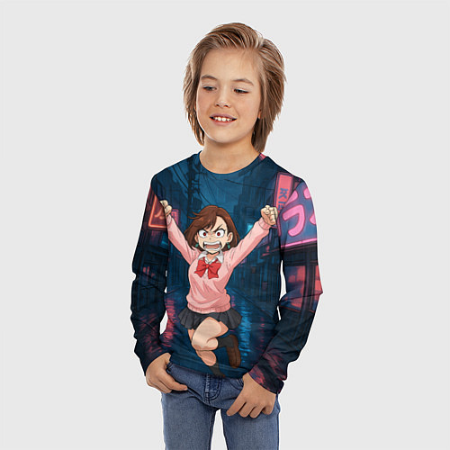Детский лонгслив Сиратори Айра в ярости / 3D-принт – фото 3