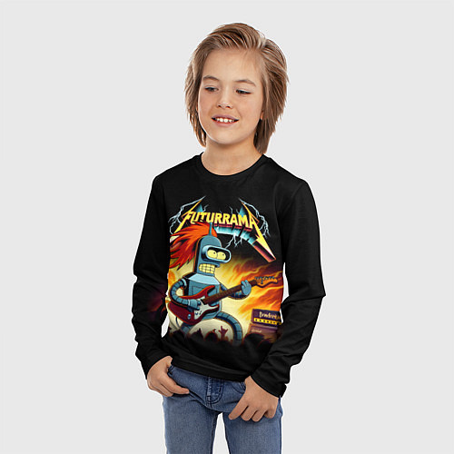 Детский лонгслив Bender is a hard rock guitarist - Futurama / 3D-принт – фото 3