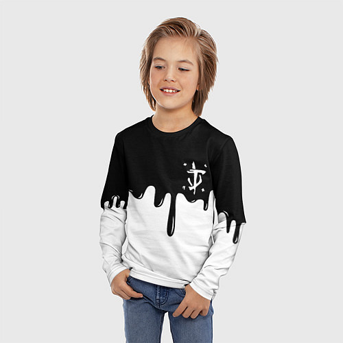 Детский лонгслив Doom logo жидкие краски / 3D-принт – фото 3