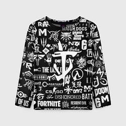 Детский лонгслив Doom логотипы всех игр