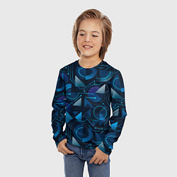 Лонгслив детский Футуристическая сине-фиолетовая абстракция с хакер, цвет: 3D-принт — фото 2