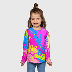 Лонгслив детский Яркая абстракция из розовых и голубых красок, цвет: 3D-принт — фото 2