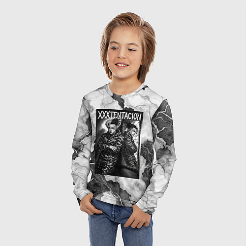 Детский лонгслив XXXTentacion облокотился об зеркало / 3D-принт – фото 3