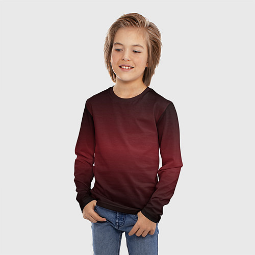 Детский лонгслив Градиент темно-бордовый / 3D-принт – фото 3