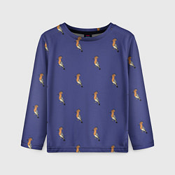 Лонгслив детский Клевая птица удод на фиолетовом фоне, цвет: 3D-принт