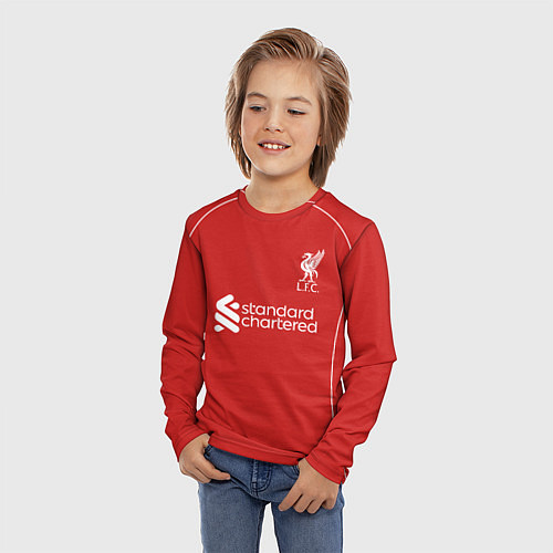 Детский лонгслив Салах, Ливепрпуль домашняя форма 2025 2026 / 3D-принт – фото 3
