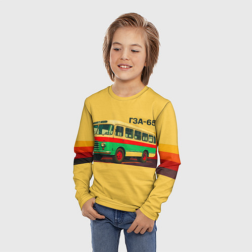 Детский лонгслив Ретро автобус ГЗА-651 поп-арт / 3D-принт – фото 3