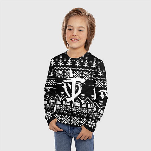 Детский лонгслив Doom x elders scrolls pattern / 3D-принт – фото 3