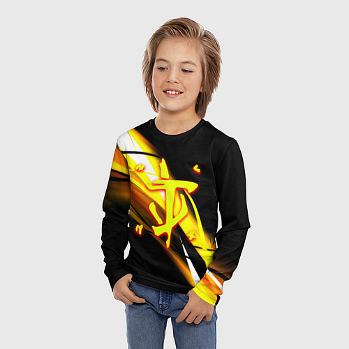 Детский лонгслив Doom геометрия из полос / 3D-принт – фото 3