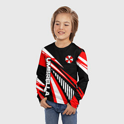 Лонгслив детский Красный спортивный - Umbrella, цвет: 3D-принт — фото 2
