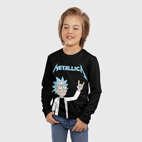 Детский лонгслив Metallica и Рик рокер из Рик и Морти / 3D-принт – фото 3