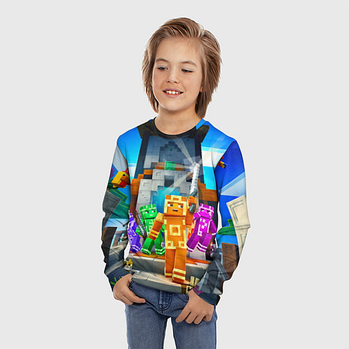 Детский лонгслив Майнкрафт - искатели приключений / 3D-принт – фото 3