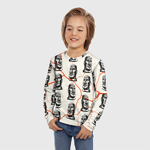 Детский лонгслив Статуи моаи / 3D-принт – фото 3