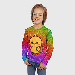 Лонгслив детский Цыпленок школьник с рюкзаком, цвет: 3D-принт — фото 2