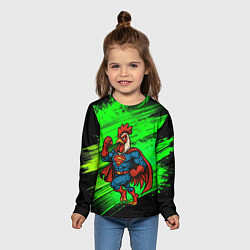 Лонгслив детский Петух - супергерой, цвет: 3D-принт — фото 2
