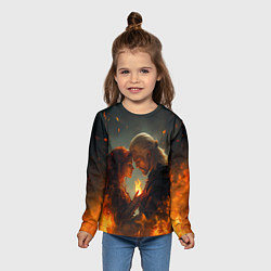 Лонгслив детский Ведьмак и Трисс огненная стихия, цвет: 3D-принт — фото 2