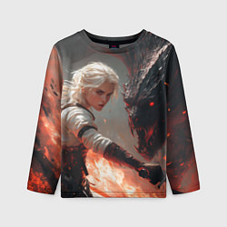 Лонгслив детский Цири сражается с монстром, цвет: 3D-принт