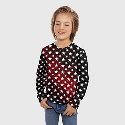 Лонгслив детский Паттерн со звёздами тёмно-красный, цвет: 3D-принт — фото 2