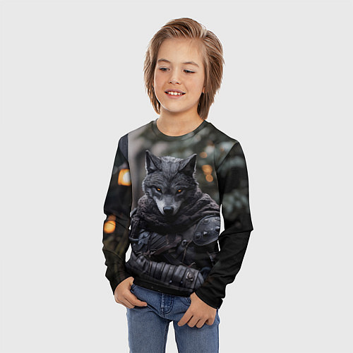 Детский лонгслив Волк с мечем война / 3D-принт – фото 3