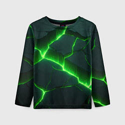 Лонгслив детский Кислотный зеленый свет из плит, цвет: 3D-принт