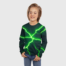 Лонгслив детский Зеленый неон из плит, цвет: 3D-принт — фото 2